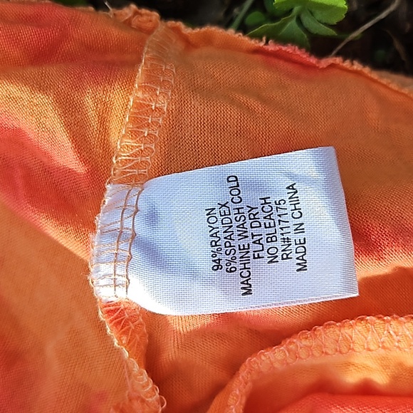CUTE SZ L BOAT HOUSE BEACH WEAR Rayon Spandex orange tie dye effect SUN DRESS - Picture 9 of 10